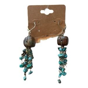 3/$25 Turquoise & Brown Handmade Boho Beaded Dangle Earrings